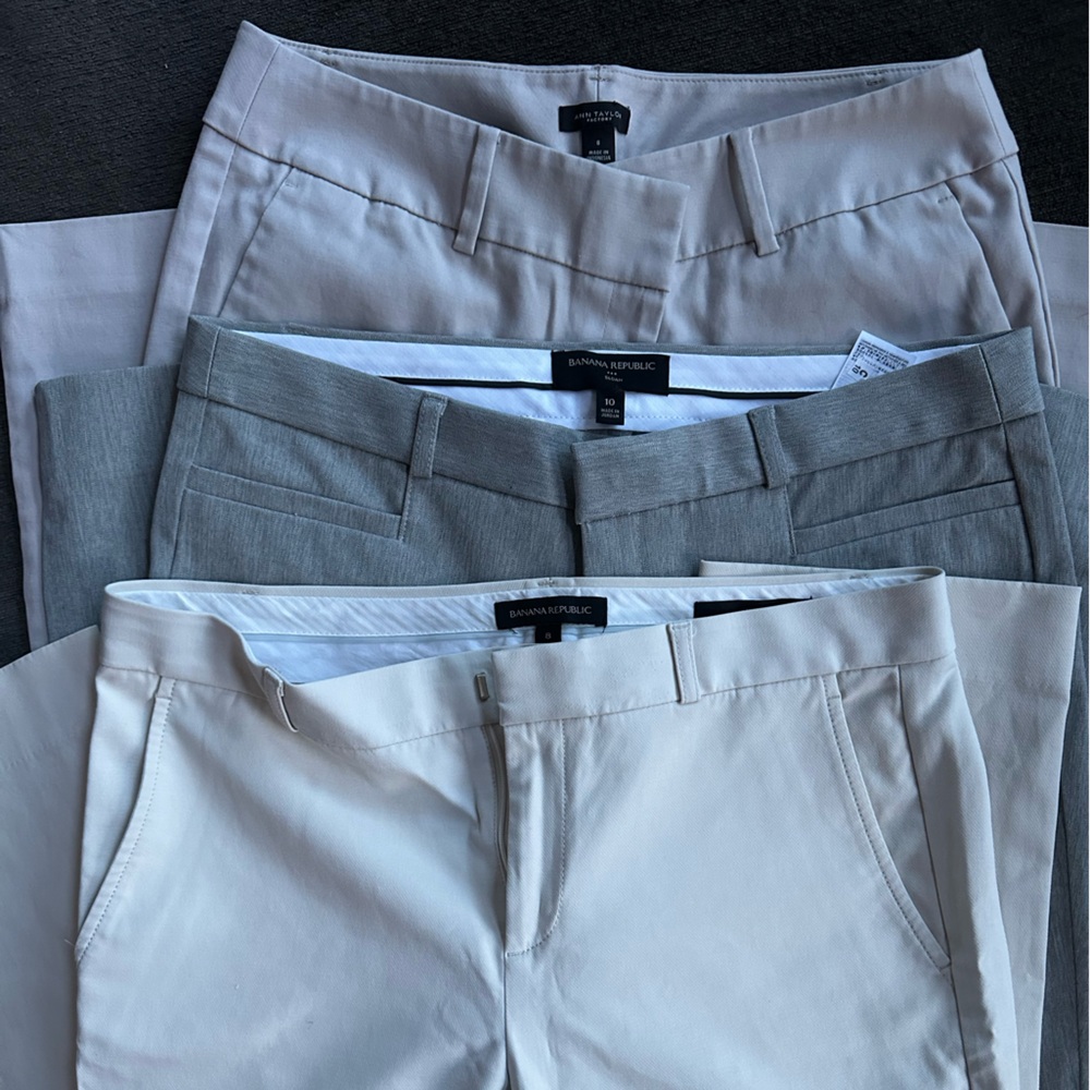 Lot of 3 Pants Banana Republic (2) Ann Taylor (1) Khaki and gray